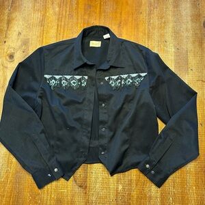 Only tried on, beaded cropped Wrangler jacket.